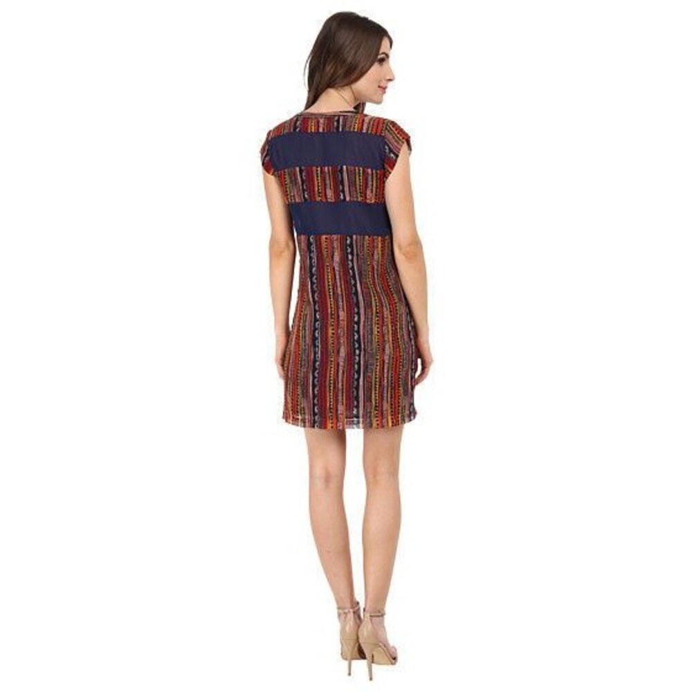 NWT New Sam Edelman Side Button Dress Womens Bohemian Rhapsody Red Orange Blue S